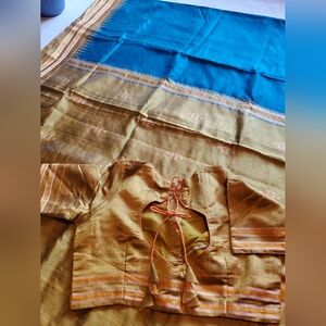 Women Pure Chattishgarh Kosa Tussar Silk Saree W Custom Stiched Blouse Handloom